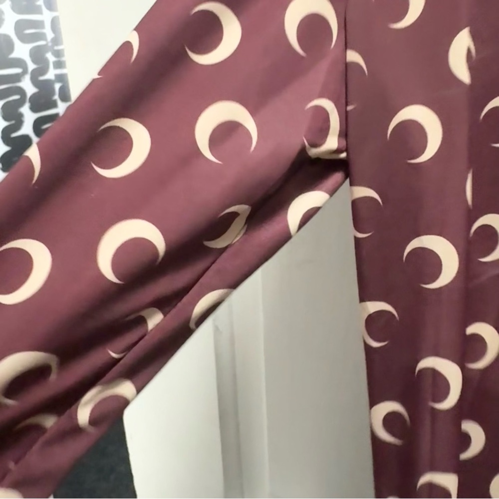 Marine Serre Burgundy Moon-Print Long Sleeve Top - Picture 4 of 6